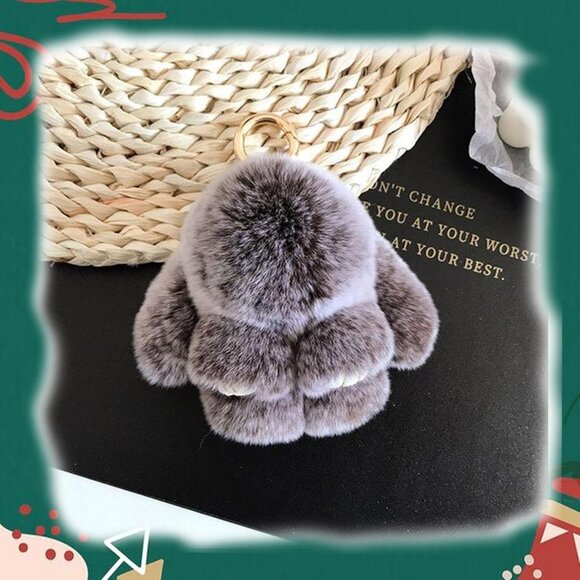 Bunnylulu Keychain with Box, Frost Gray Tin Bunny Cute Plush Keychain - Picture 7 of 7